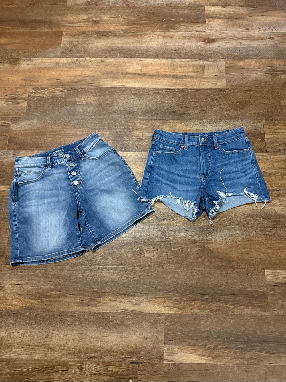 Women's Blue Denim Shorts - Classic High-Rise and Distressed Styles Set of 2